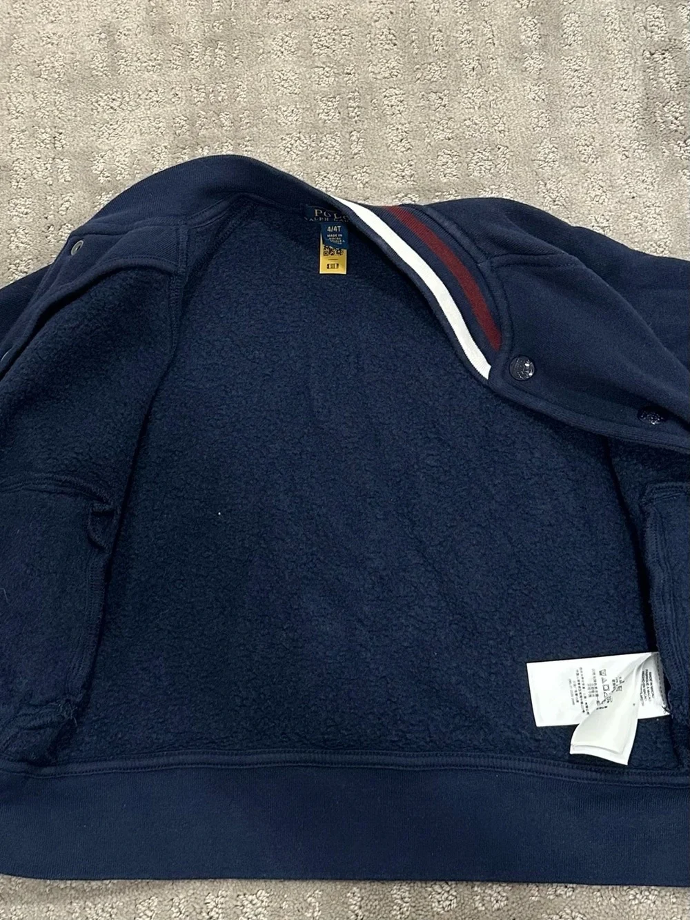 Polo Ralph Lauren Boys Navy Fleece Varsity Bomber Jacket 4T
